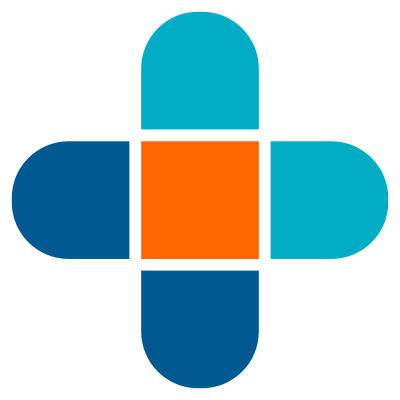 OpenPIMS Cross Icon Cross symbol composed of blue, cyan, and orange segments with rounded edges